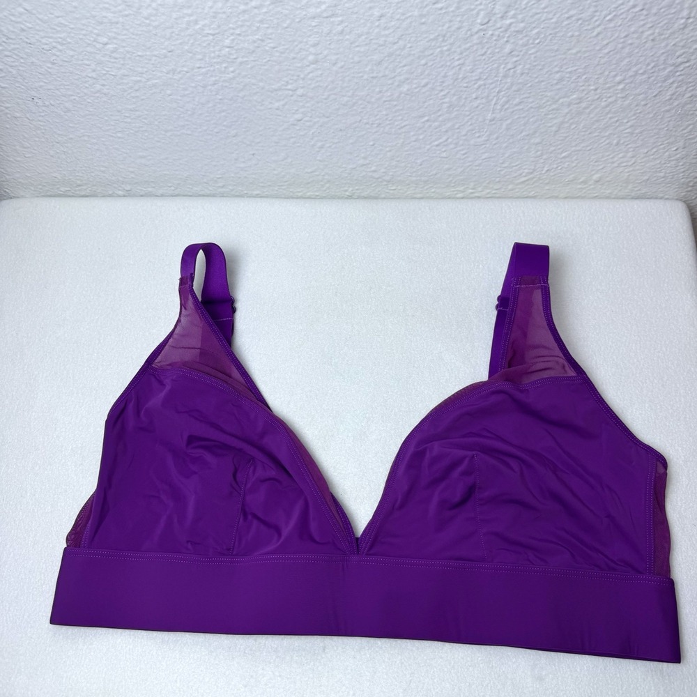 Parade Silky Mesh Plunge Bralette Womens 2XL Adjustable Straps Wireless Bra